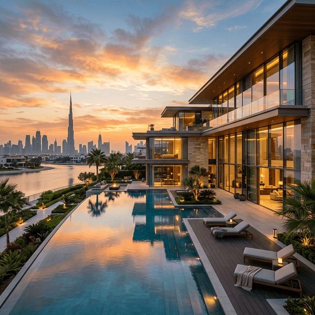 Luxury Dubai Mansion at Sunset